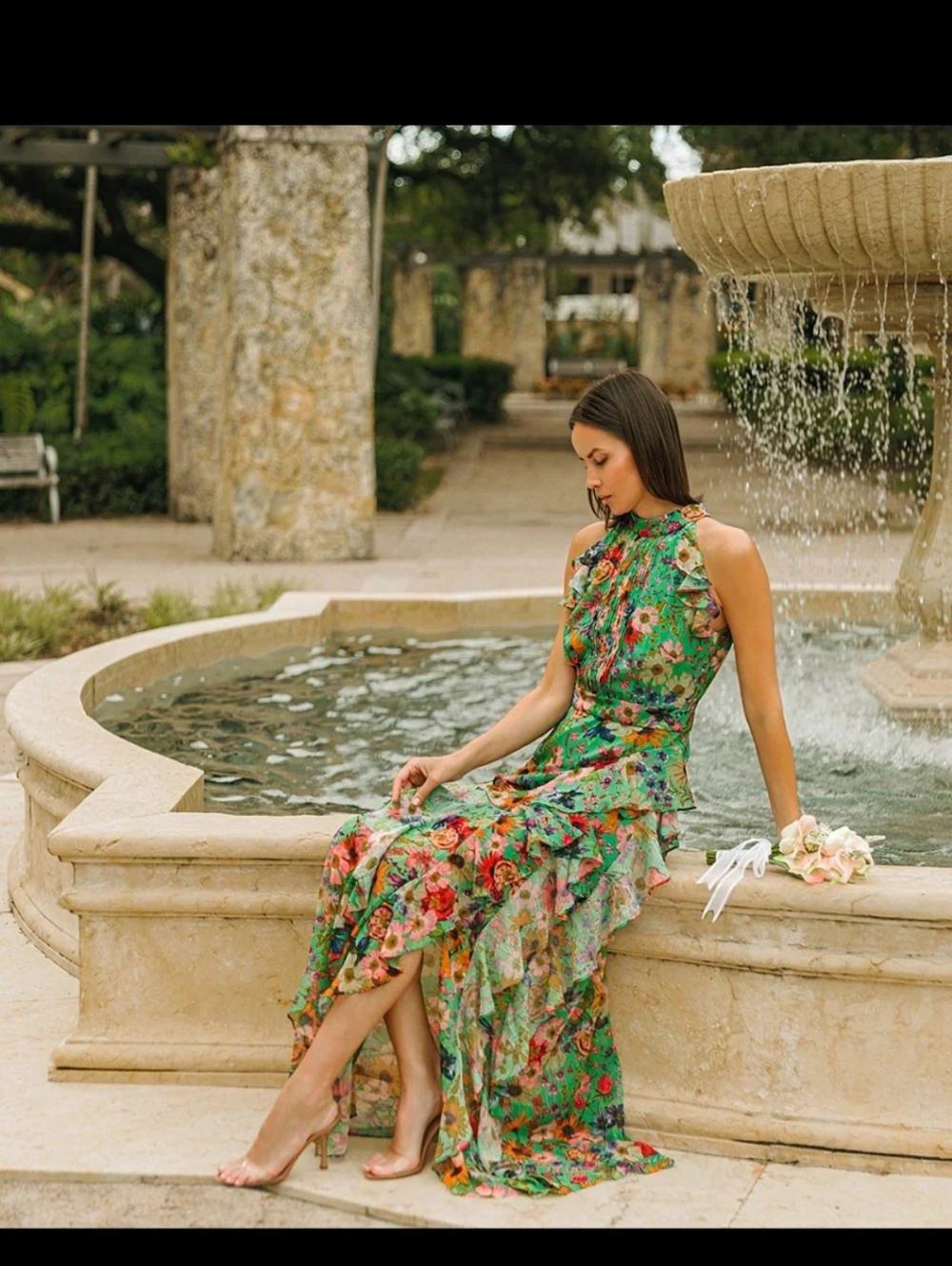🌸Stunning Betsy & Adam Floral Halter Gown - Size 8 SUMMER DRESS HALTER STYLE ✨️ - Picture 6 of 16